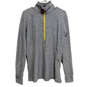 Lululemon Race Your Pace 1/2 Zip Pullover Top 12 Grey Neon Yellow Long Sleeves